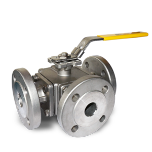 Three Way SS Flanged Ball Valve - ISO 5211 Direct Mounting